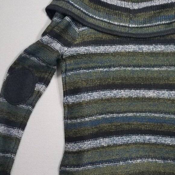 Kensie Cardigan Sweater Oversized Rib-Knit Collar Striped Drapey Open Front - Picture 8 of 13